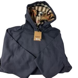Burberry Talley Sweatshirt Women's XL Embroidery Logo Check Hooded MSRP $780 NWT